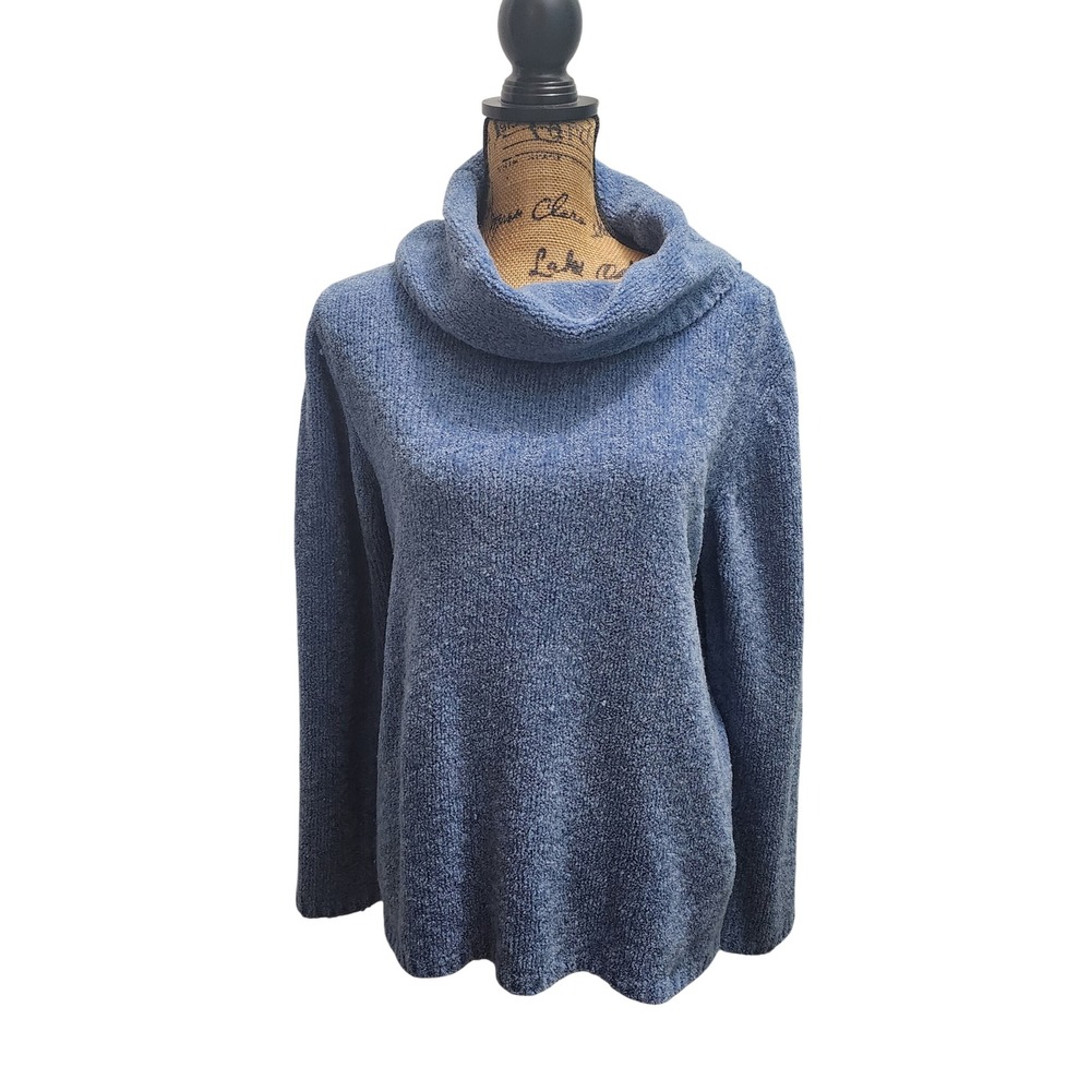 Outfit JPR Blue Acrylic Cowl Neck Long Sleeve Knit Sweater Women's Large
